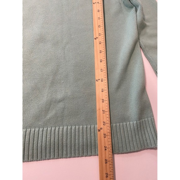 Cottagecore cowl Neck 3/4 Sleeve Sweater Light Aqua Knit Women's Size med - Picture 5 of 10